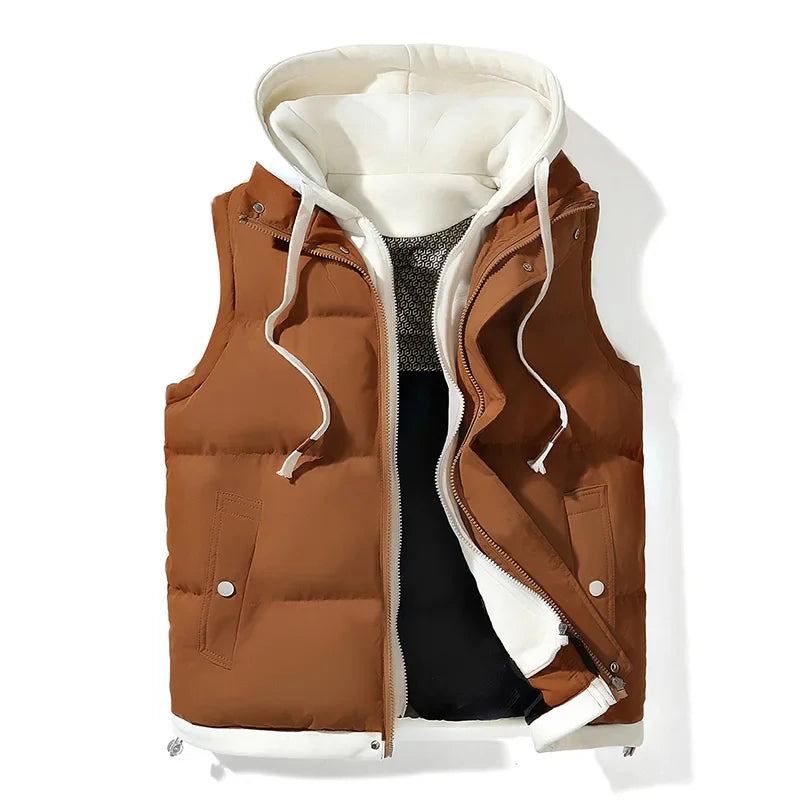 SOFT SHELL HOODED PUFFER GILET