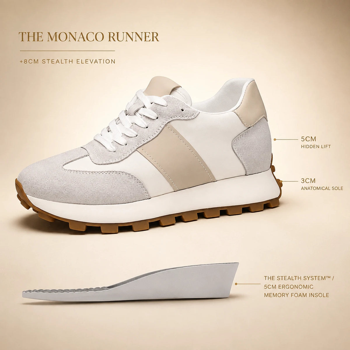 THE MONACO SNEAKER - 8cm (3")