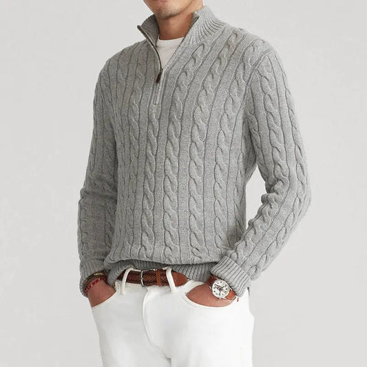 TAEBAEK ZIPPED CABLE SWEATER