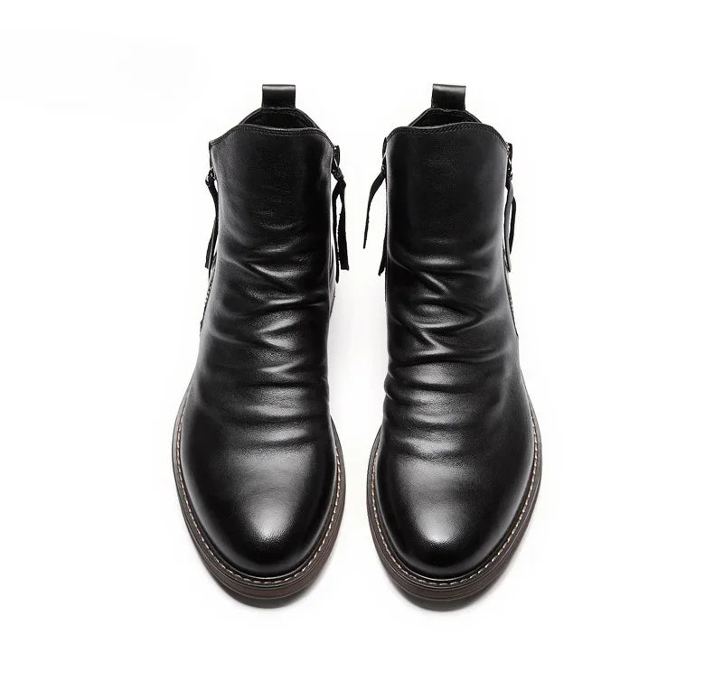 BERNADRDO CAVALLINO LEATHER CHELSEA BOOTS