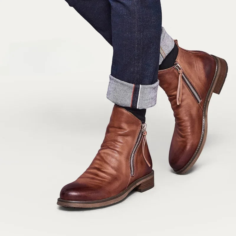 BERNADRDO CAVALLINO LEATHER CHELSEA BOOTS