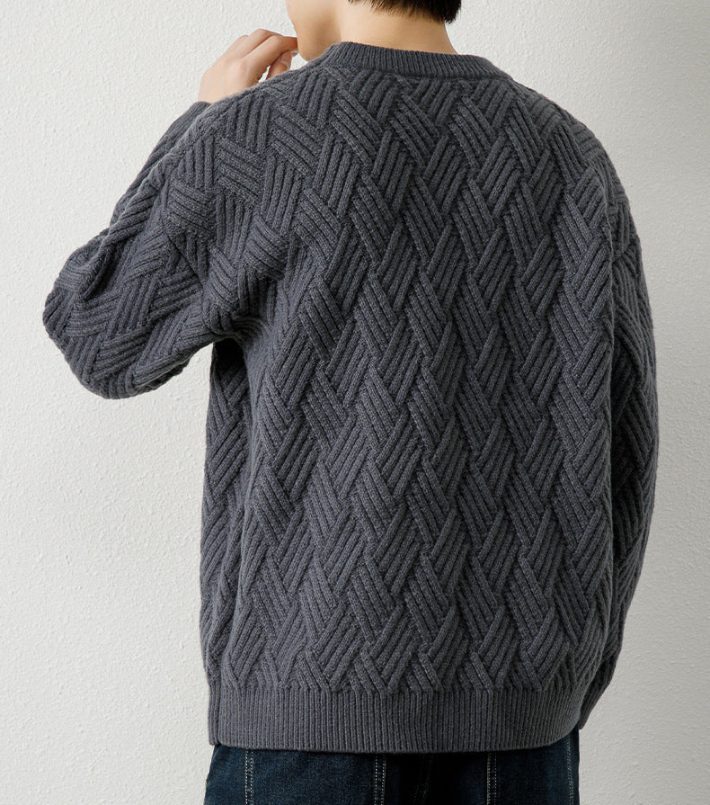 HERRINGBONE CABLE KNIT SWEATER