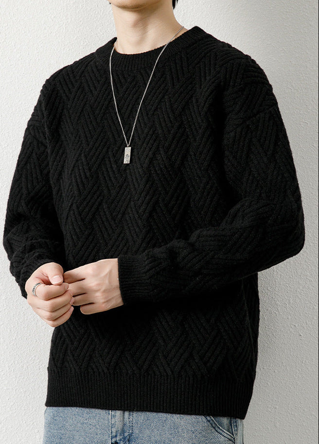 HERRINGBONE CABLE KNIT SWEATER