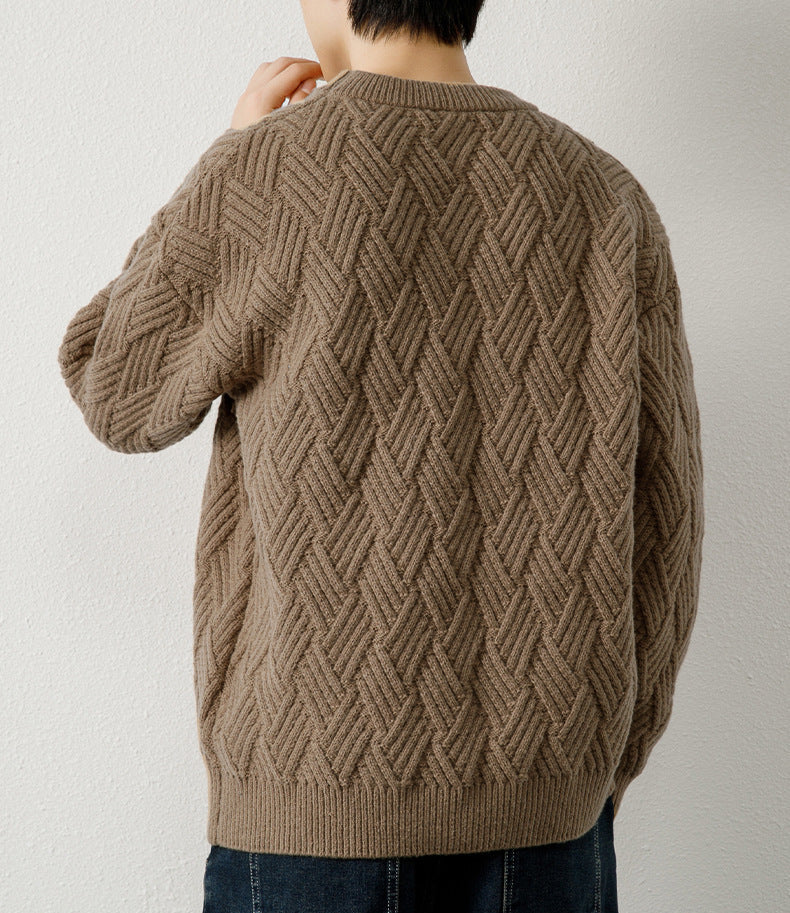 HERRINGBONE CABLE KNIT SWEATER
