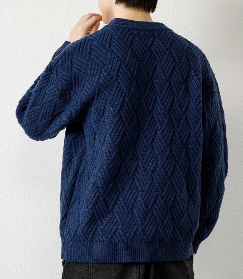 HERRINGBONE CABLE KNIT SWEATER