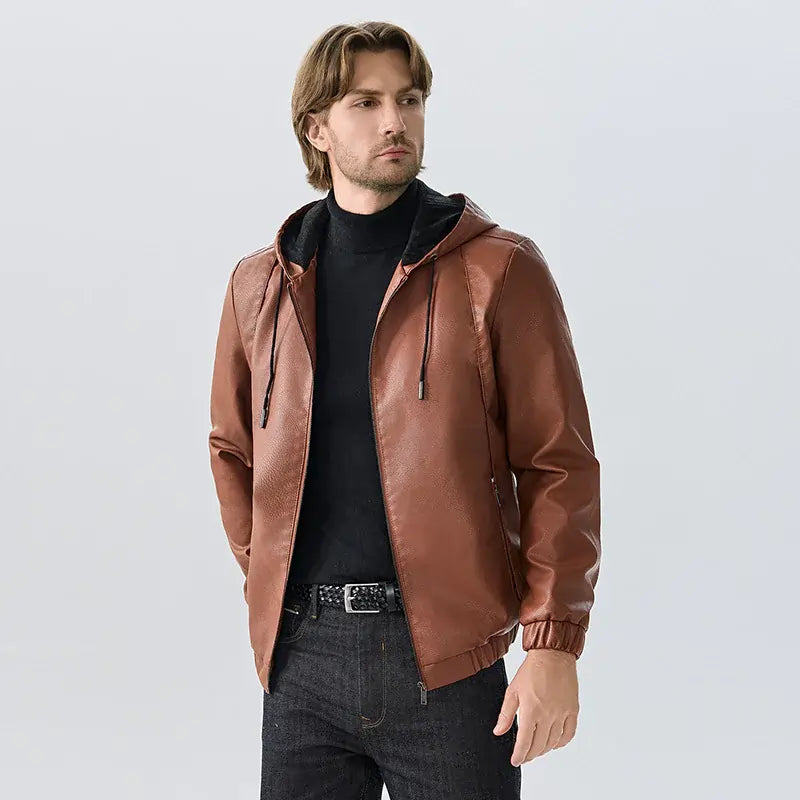 EVEREST HOODED LEATHER JACKET