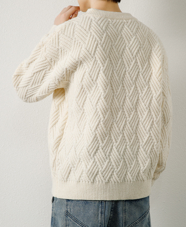 HERRINGBONE CABLE KNIT SWEATER
