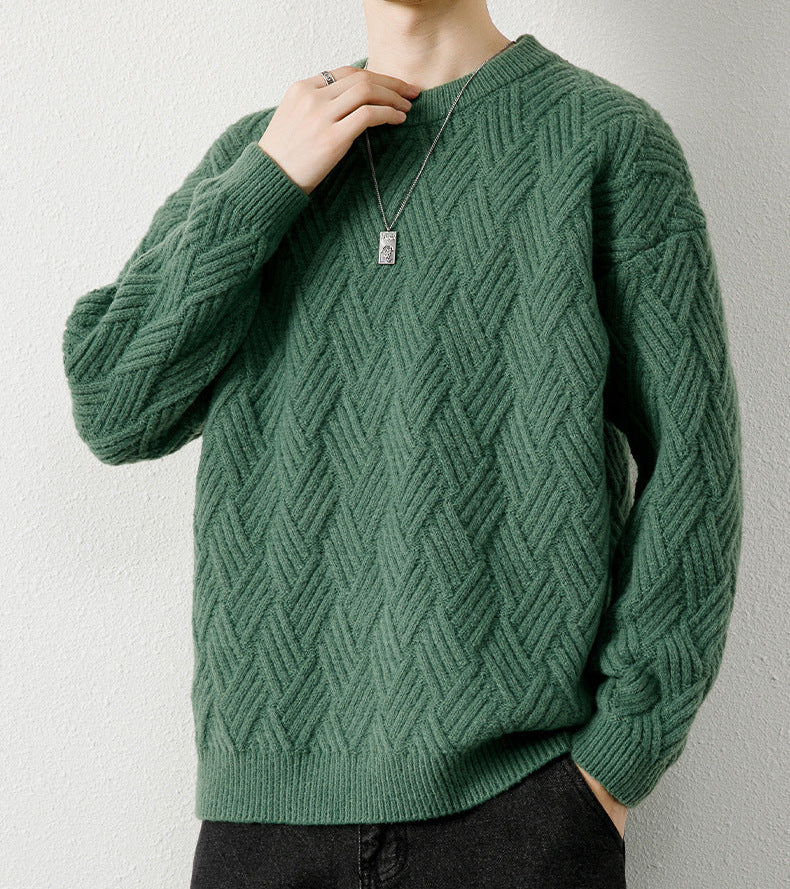 HERRINGBONE CABLE KNIT SWEATER