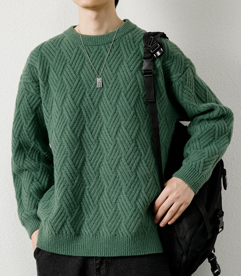 HERRINGBONE CABLE KNIT SWEATER