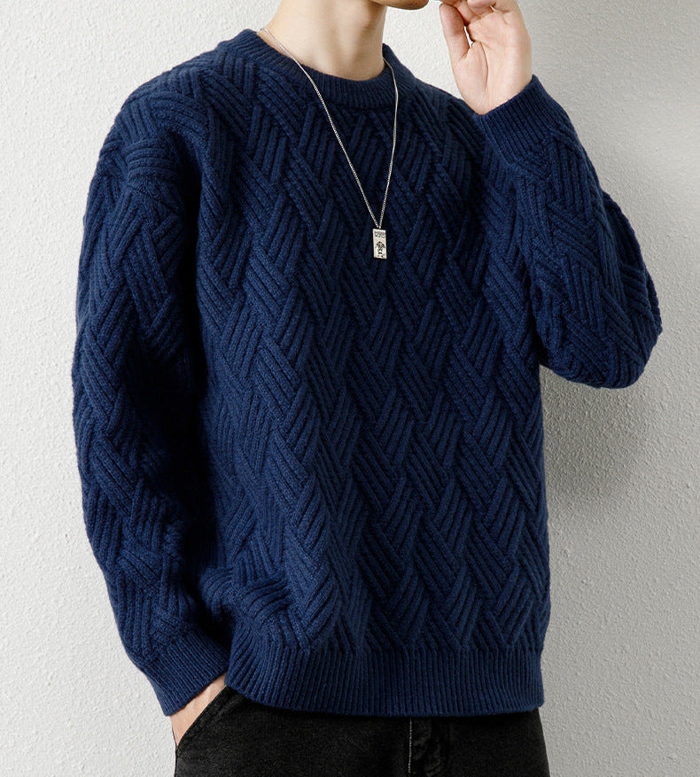 HERRINGBONE CABLE KNIT SWEATER