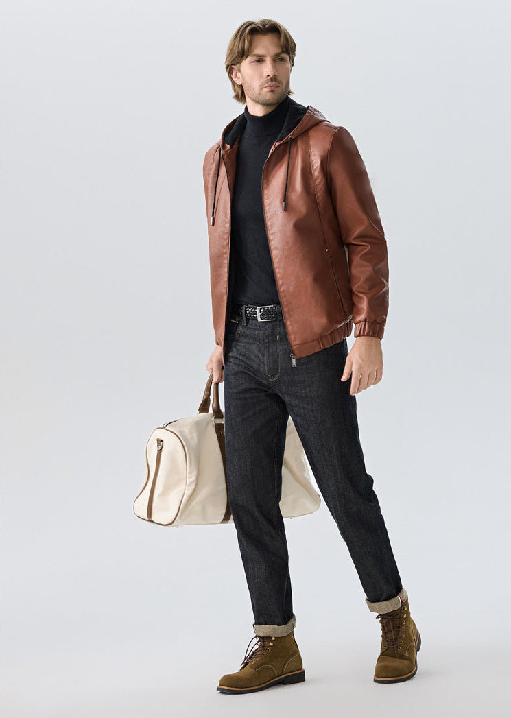 EVEREST HOODED LEATHER JACKET