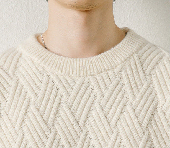 HERRINGBONE CABLE KNIT SWEATER