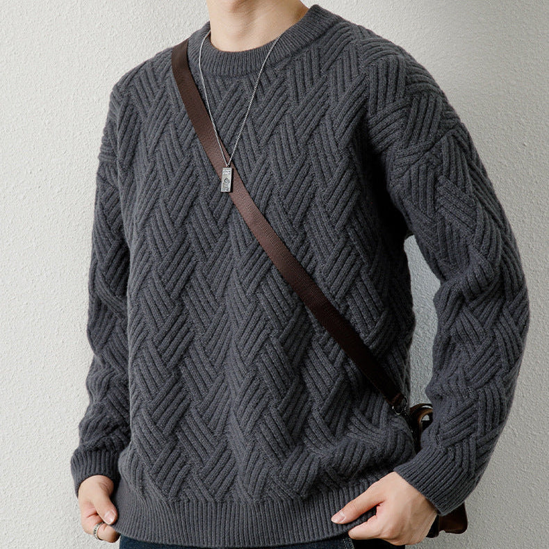 HERRINGBONE CABLE KNIT SWEATER
