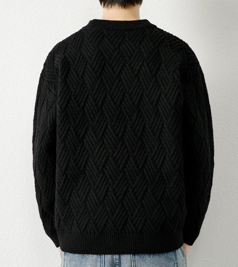 HERRINGBONE CABLE KNIT SWEATER