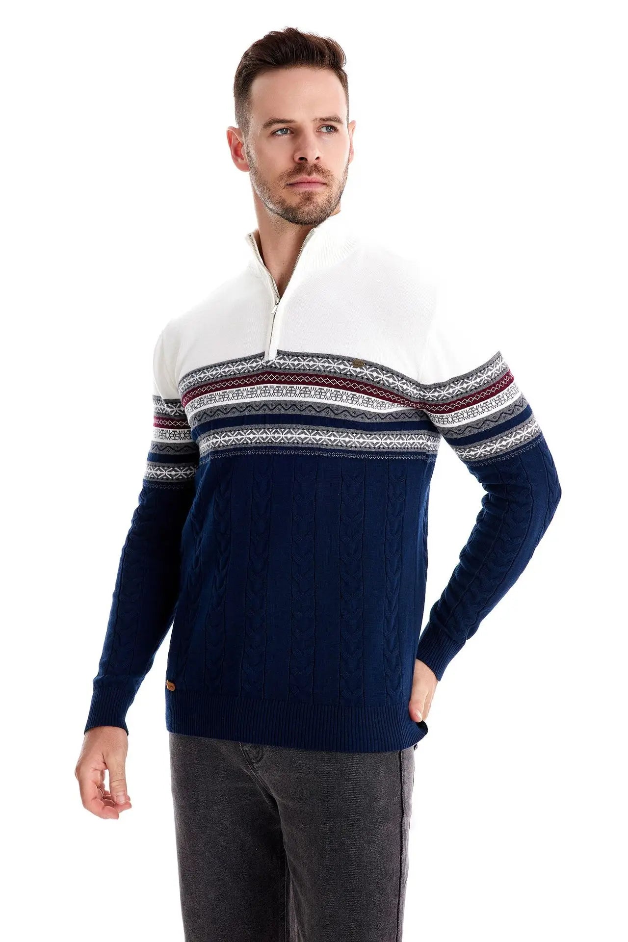 HALF ZIP KNIT PULLOVER SWEATER