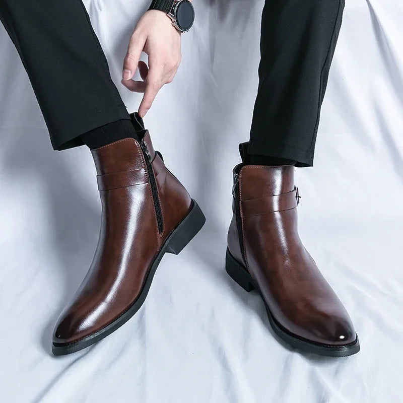 SERGIO GENUINE LEATHER CHELSEA BOOTS