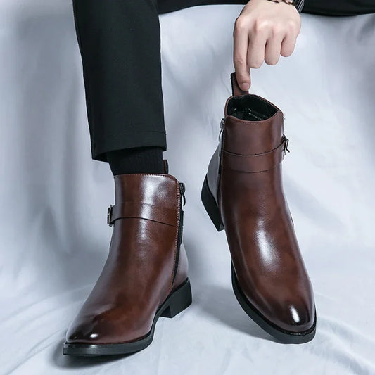 SERGIO GENUINE LEATHER CHELSEA BOOTS