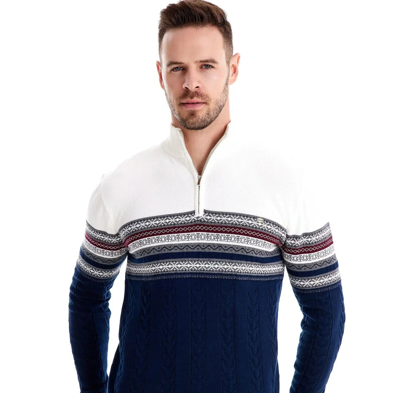 HALF ZIP KNIT PULLOVER SWEATER