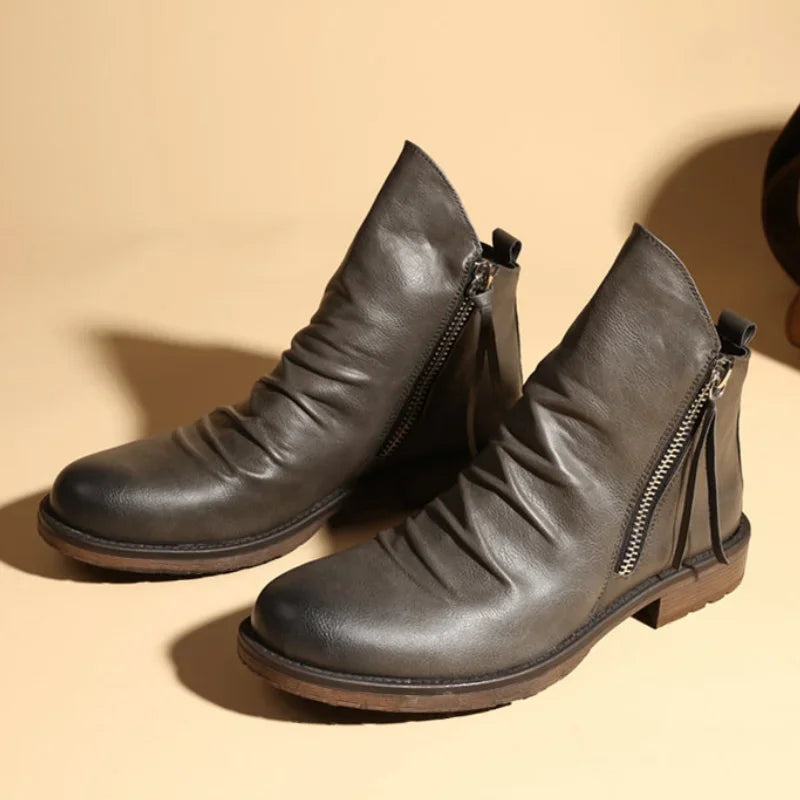 BERNADRDO CAVALLINO LEATHER CHELSEA BOOTS