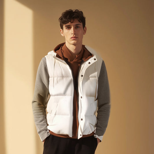 SOFT SHELL HOODED PUFFER GILET