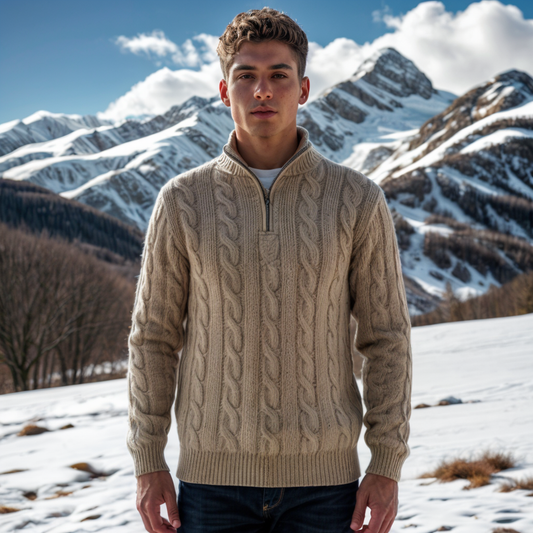 TAEBAEK ZIPPED CABLE SWEATER