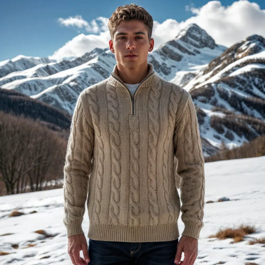 TAEBAEK ZIPPED CABLE SWEATER